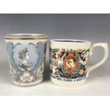 A Victorian 1897 royal commemorative enamelled beaker, and a George VI 1937 Laura Knight