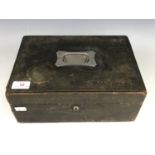 An early 20th century leather stationary / writing box, 30 x 22 x 13 cm