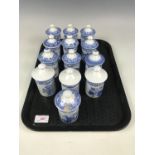 Thirteen Spode spice jars (one lid a/f)