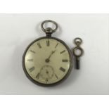 A Victorian silver-cased open-faced pocket watch by Isaac Bernstein of North Shields, having Roman