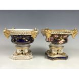 Two 19th century Derby porcelain potpourri dishes (both lacking covers)