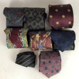 Seven silk neckties, including Ungaro and Carlo Cellini, and a silk bow tie