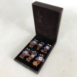 A cased set of six special edition Robertson's jam "1940s Brooch Collection" enamel badges