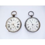 A white-metal cased and open-faced pocket watch, having key wound movement, white-enamelled dial and