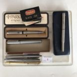 A Parker 45 Flighter pen together with various other pens