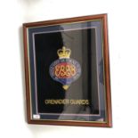 A contemporary Grenadier Guards bullion embroidery, framed and mounted under glass, 46 x 56 cm