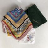 A quantity of ladies' vintage printed silk and other handkerchiefs, including a hand-embroidered