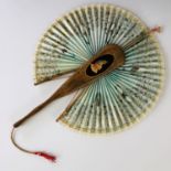 A 19th century Sorrento ware fan, 24.5 cm