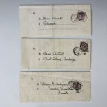 Three QV SG 191 3d Lilac perforate stamps used on covers, with Penrith postmarks for 1885