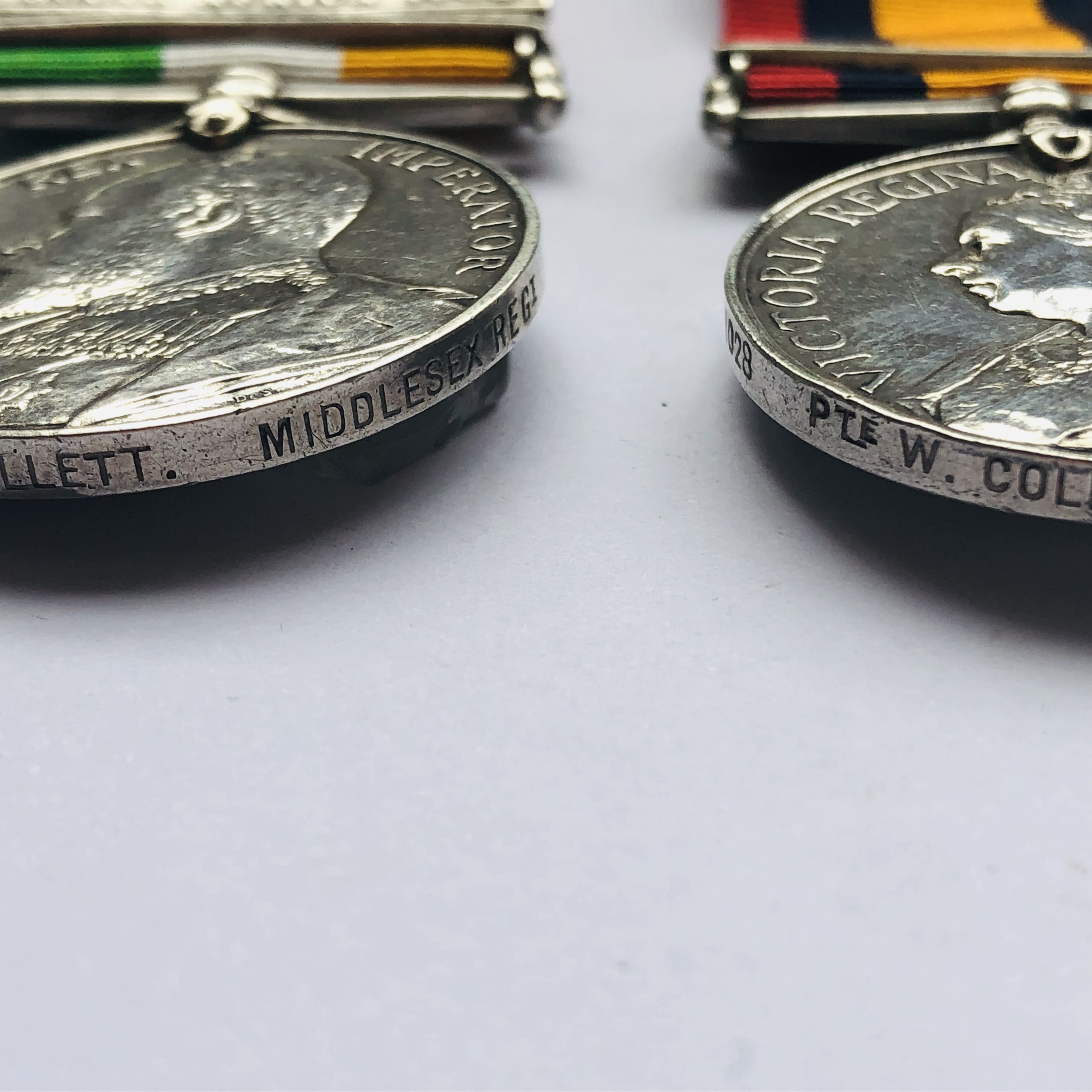 Queen's and King's South Africa Medals to 1028 Pte W Collett, Middlesex Regt - Image 3 of 3