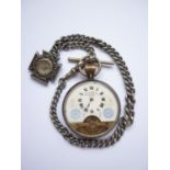 A white-metal cased Hebdomas Patent 8-Day pocket watch, with crown wound lever movement, white-