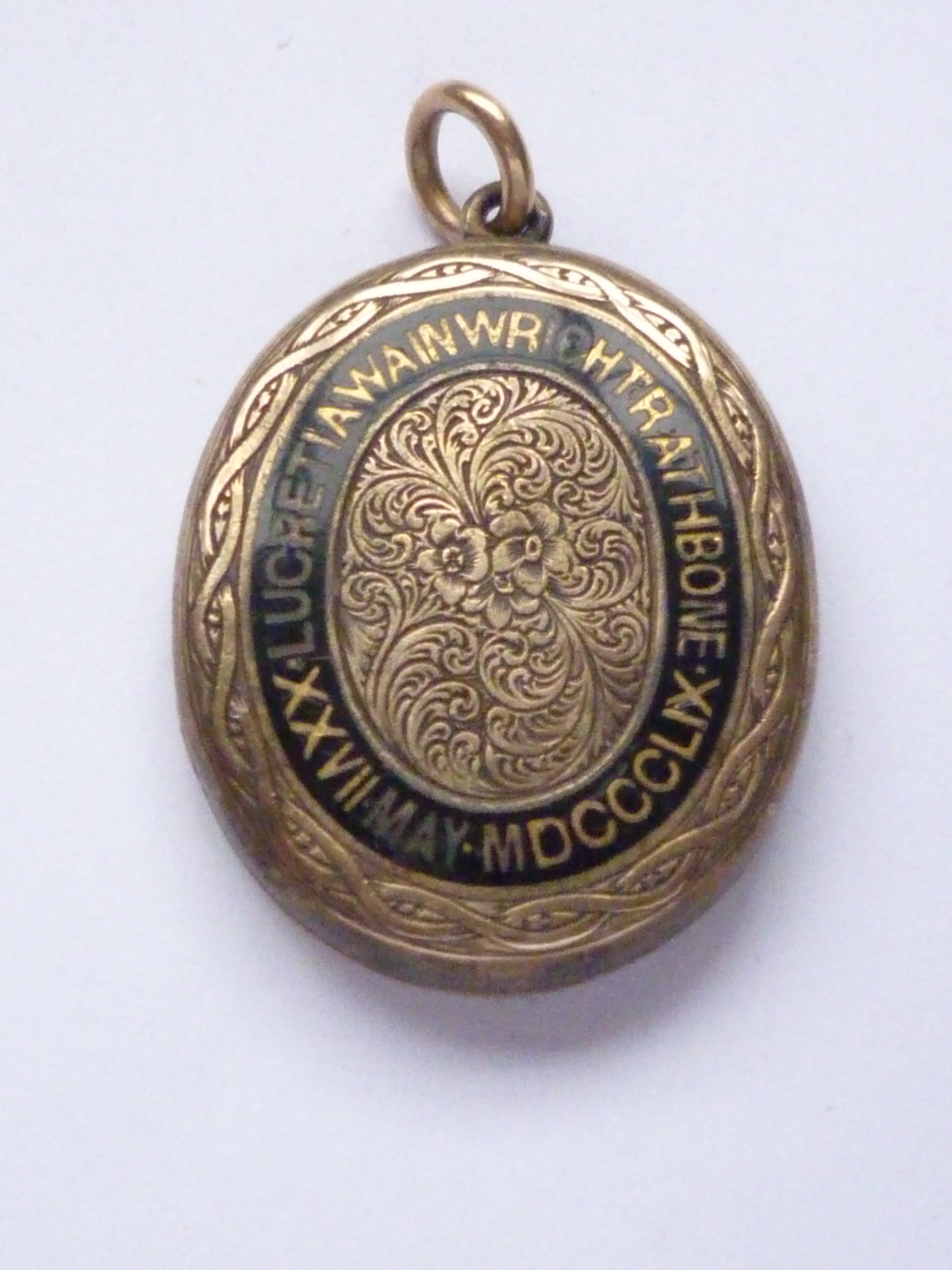 A Victorian yellow-metal mourning locket commemorating the passing of Lucretia Wainwright - Image 2 of 2