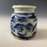 An 18th century South east Asian blue and white brush washer pot, 5 cm