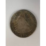 A 1790 Charles IV silver 8 Reales coin, Spain / Mexico, bearing finely engraved cursive monograms