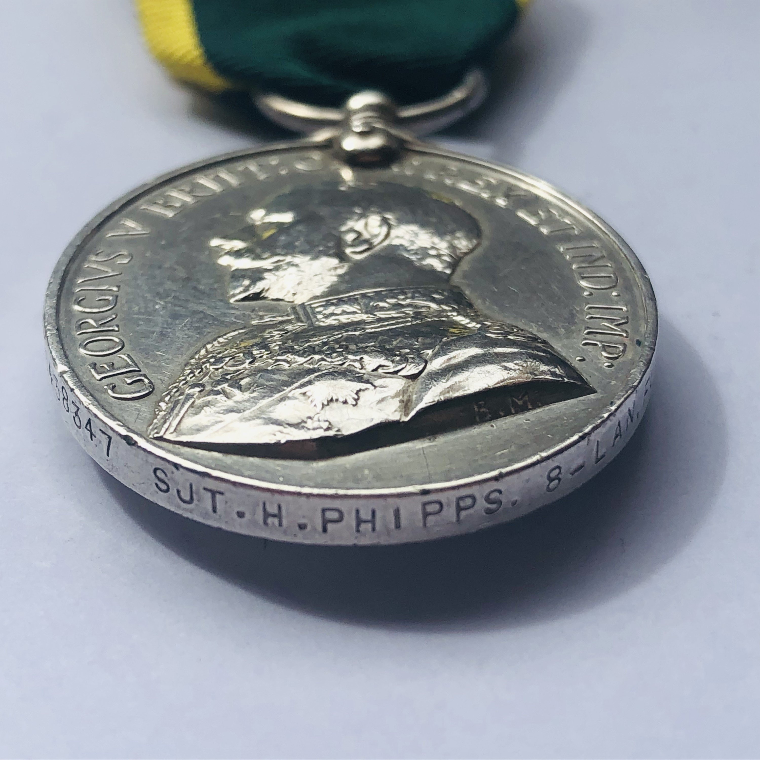 A George V Territorial Efficiency Medal to 3438347 Sjt H Phipps, 8 - Lan Fus - Image 3 of 3