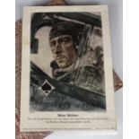 [Autograph] Werner Mölders (1913 - 1941) Luftwaffe fighter pilot ace, a lithographic portrait