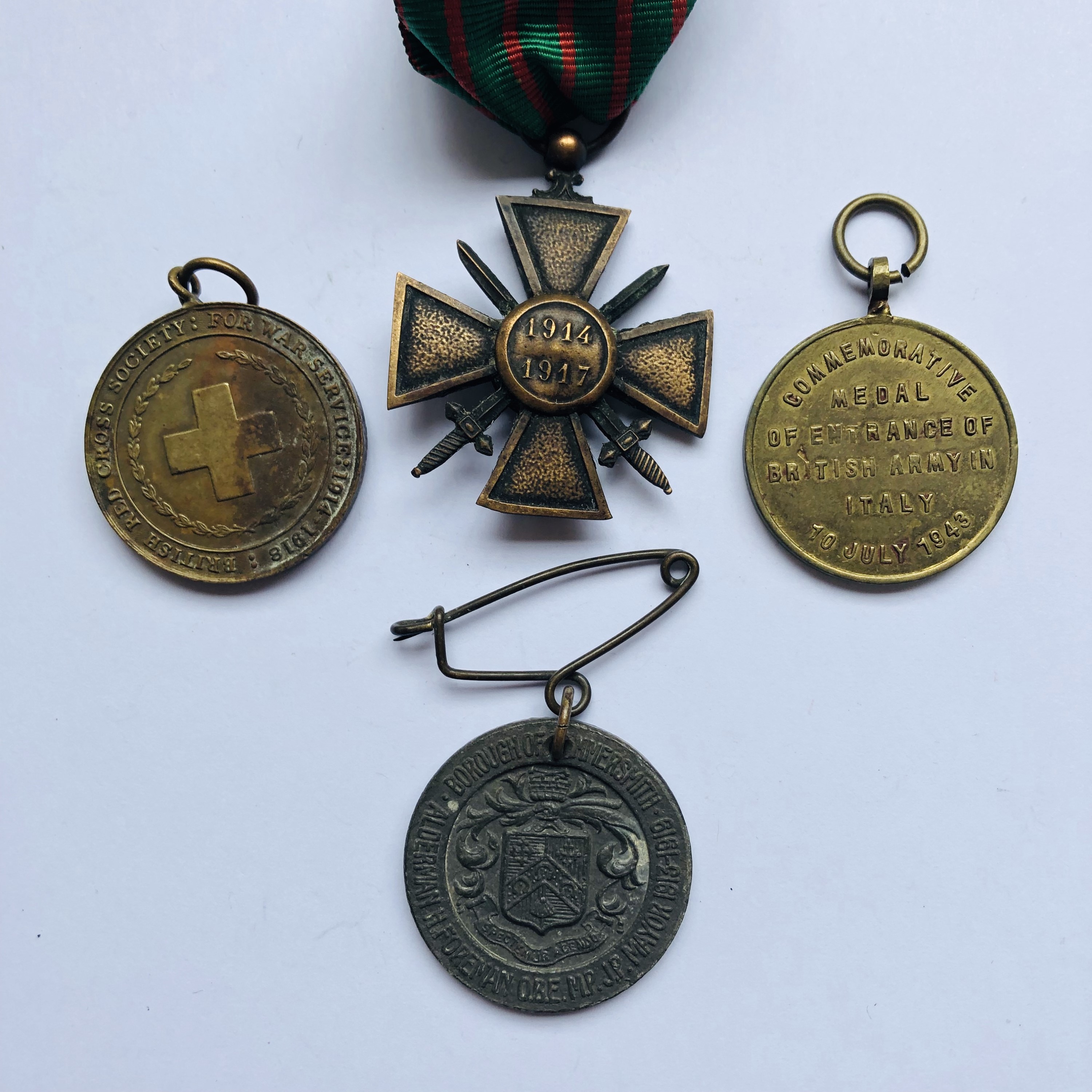 A Great War French Croix de Guerre, Red Cross and Borough of Hammersmith War service medals, and a - Image 2 of 2