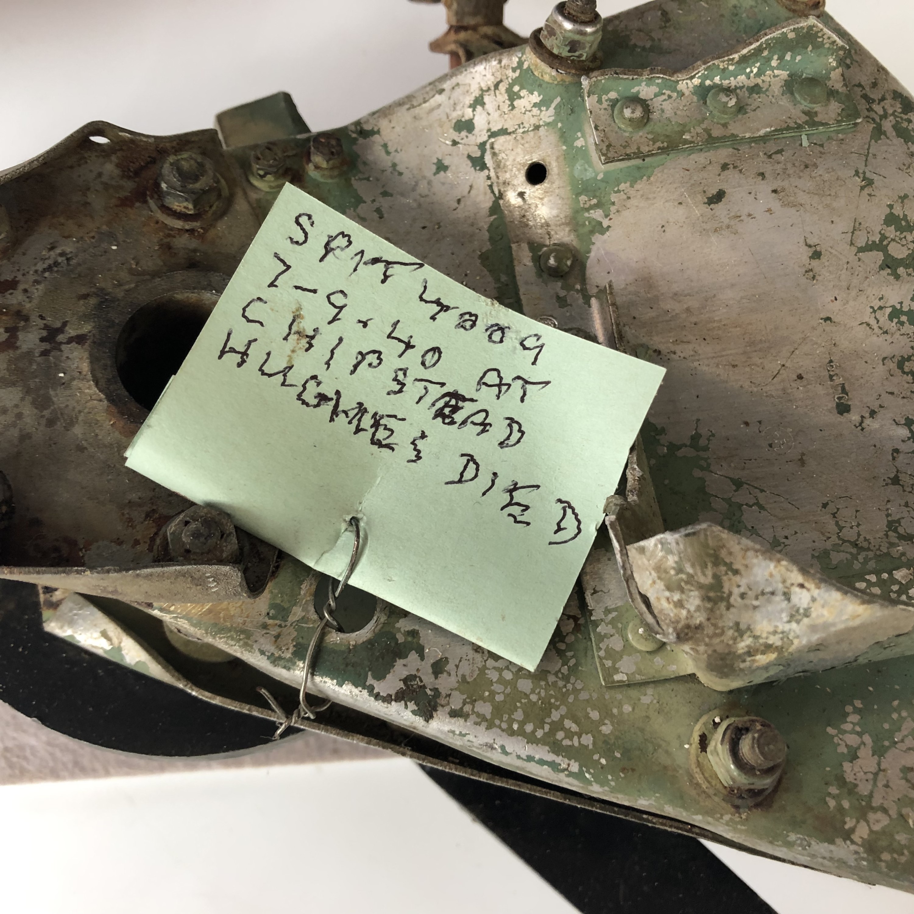 Battle of Britain wreck-recovered RAF Spitfire control levers, bearing a label which reads "Spitfire - Image 2 of 3