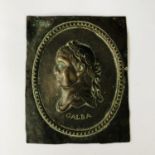 An 18th / 19th century Grand Tour copper plaque repousse moulded and depicting the relief profile of