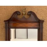 A Sheraton revival mahogany wall / overmantel mirror, 84 cm x 57 cm