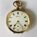 An early 20th century gentleman's rolled-gold Waltham pocket watch, having crown-wound lever