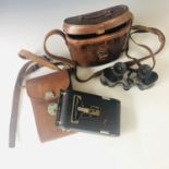 A Great War Army officer's binoculars and camera, those of Major C I de V I'Anson, The Loyal