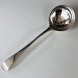 A Georgian silver Old English pattern sauce ladle, the terminal engraved with the latter 'P',