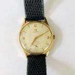 A 1950s gentleman's 9ct gold cased Omega wristwatch, having a 266 calibre bronze 17 jewel