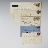 A quantity of GV SG 45/49 1/2d rose Bantam perforate stamps used on cover, to Appleby and Penrith
