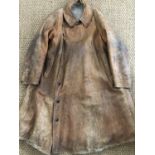 An early 20th Century leather driving / flying coat