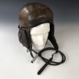 A 1930s-1940s French "Airaile" flying helmet and Gosport tubes