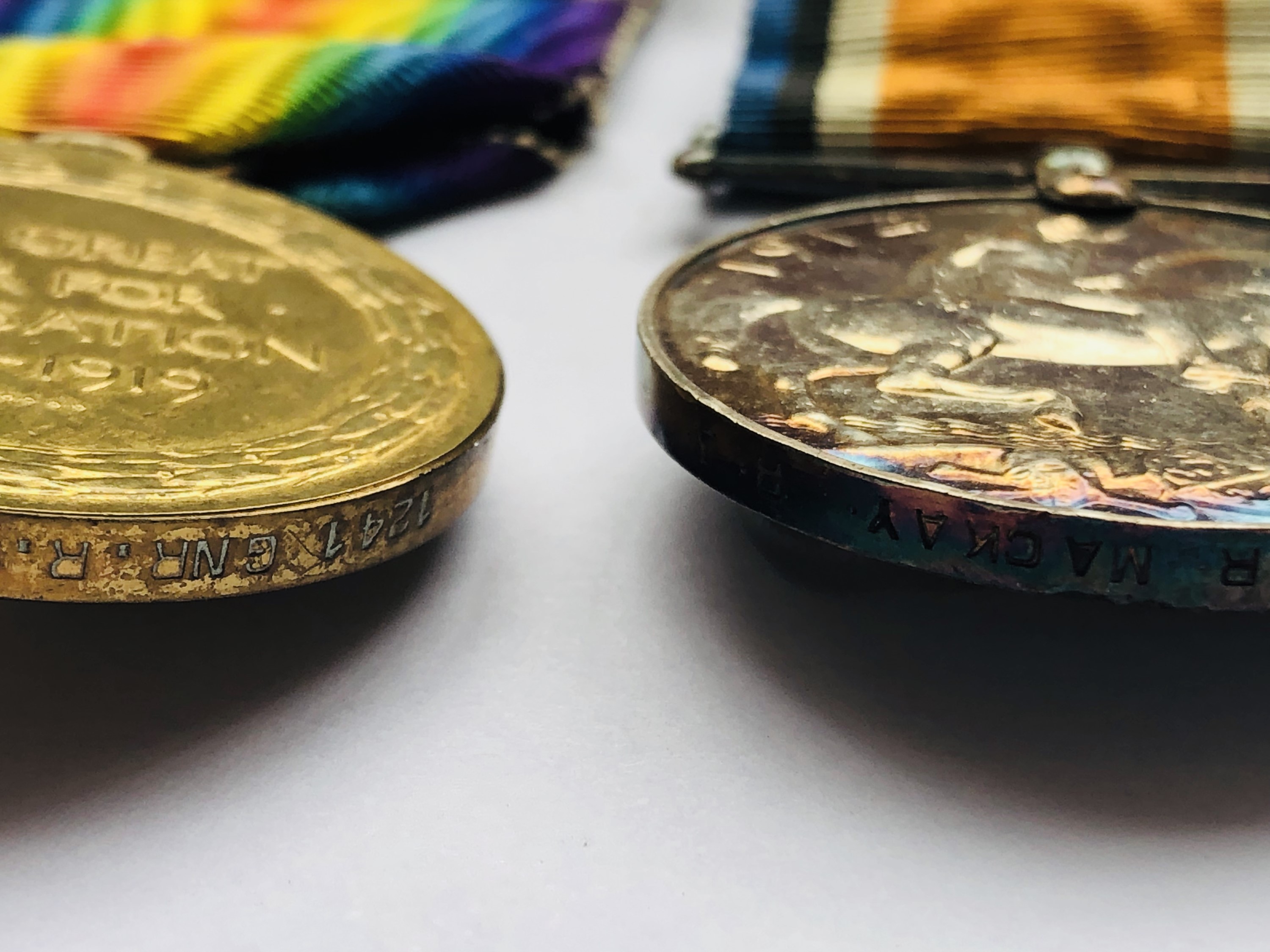 A 1914-15 Star, British War and Victory Medals to 1241 Gnr R Mackay, RFA - Image 3 of 3