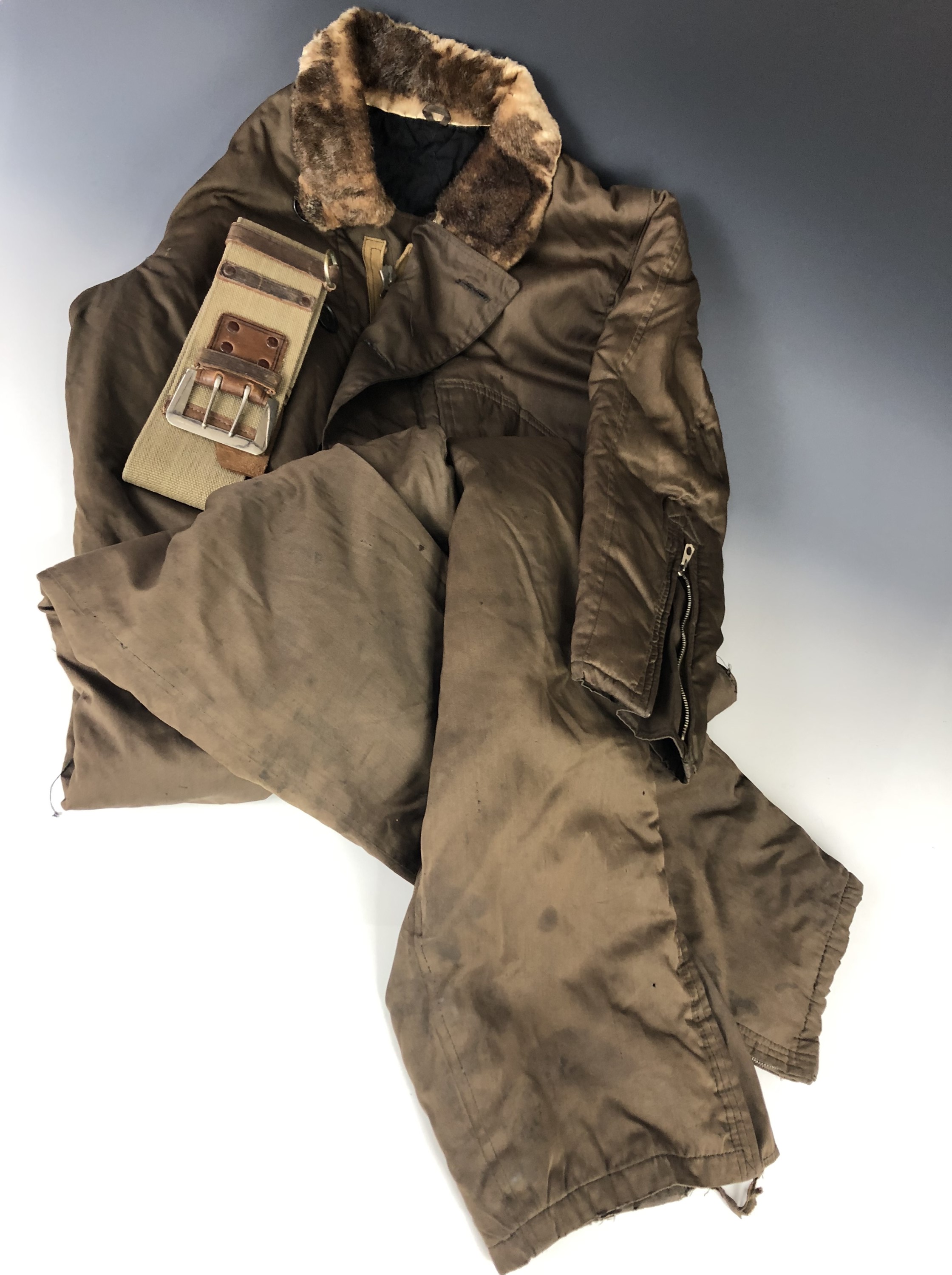 Imperial Japanese aircrew lightweight flying overalls and waist belt