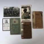 A number of items of Great War Imperial German ephemera including two Soldbuchs and a Militarpass,