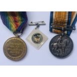 British War and Victory Medals to 127145 Bmbr M Hutchinson, RA, together with a sweetheart pendant