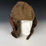 A Great War US Army Air Service variant Western Electric No 1 type leather flying helmet