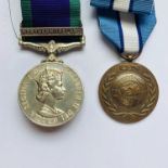 A General Service Medal with Northern Ireland clasp and a UN medal to 22213295 WO Cl 2 G E Bradford,