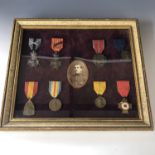 A framed group of Great War Belgian military medals