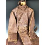 An early 20th Century leather flying / driving coat