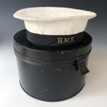 A Second World War Royal Navy Rating's cap and tin