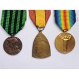 Great War French / Belgian campaign medals and a French Franco-Prussian War Medal