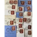 A quantity of QV SG 43/44 1 d / Penny Red perforate stamps used on covers, to Carlisle, Penrith,