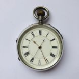 A Victorian silver cased and open-faced chronograph pocket watch, with three-quarter plate movement,