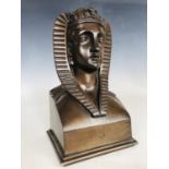 A 19th century bronzed brass Egyptian bust, 22 cm