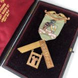 A late Victorian 9ct gold Masonic jewel, presented to "Dr Webb-Fowler by the brethren of his Lodge