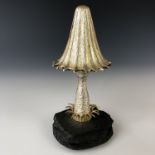 A modern silver sculpture of a toadstool by Christopher Lawrence, textured and parcel-gilt, the