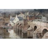 (19th century) View of the old bridge at Dumfries, in the style of Christian Jane Fergusson (1876-