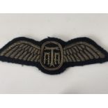 Second World War Air Transport Auxiliary pilot's bullion-embroidered wings