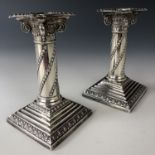 A pair of Victorian silver Adam style columnar candlesticks, William Hutton & Sons Ltd, London,