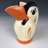 A Czechoslovakian Art Deco jug by Ditmar Urbach, in the form of a toucan, 15 cm